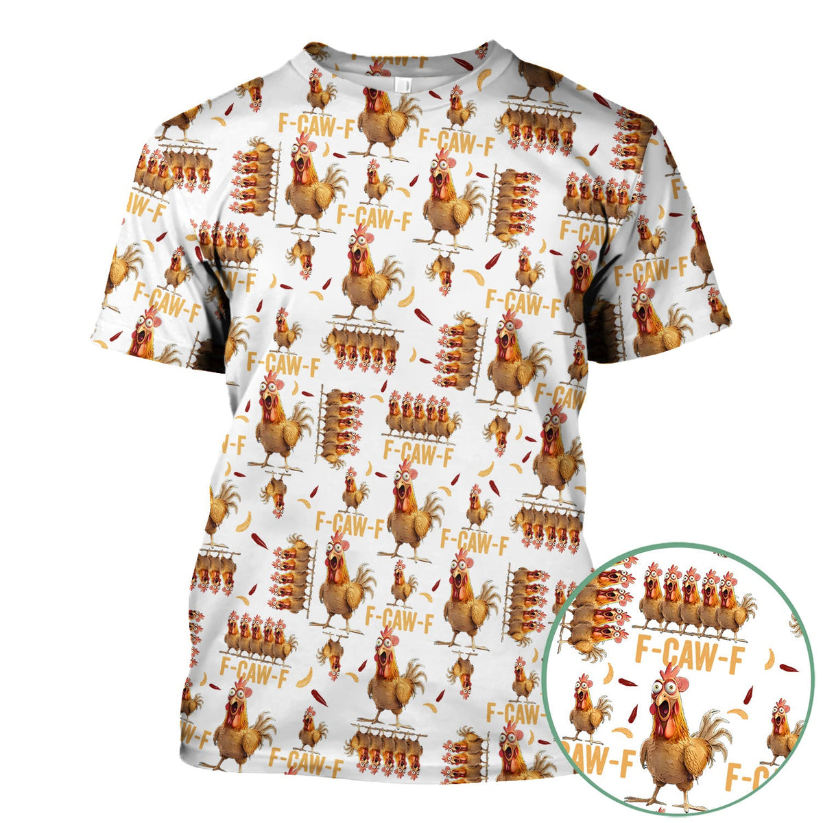 Funny Chicken Nurse Scrub Top for Women - Crazy Rooster F-CAW-F Medical Shirt - Quirky Farm Animal Nursing Uniform Gift RN LPN CNA