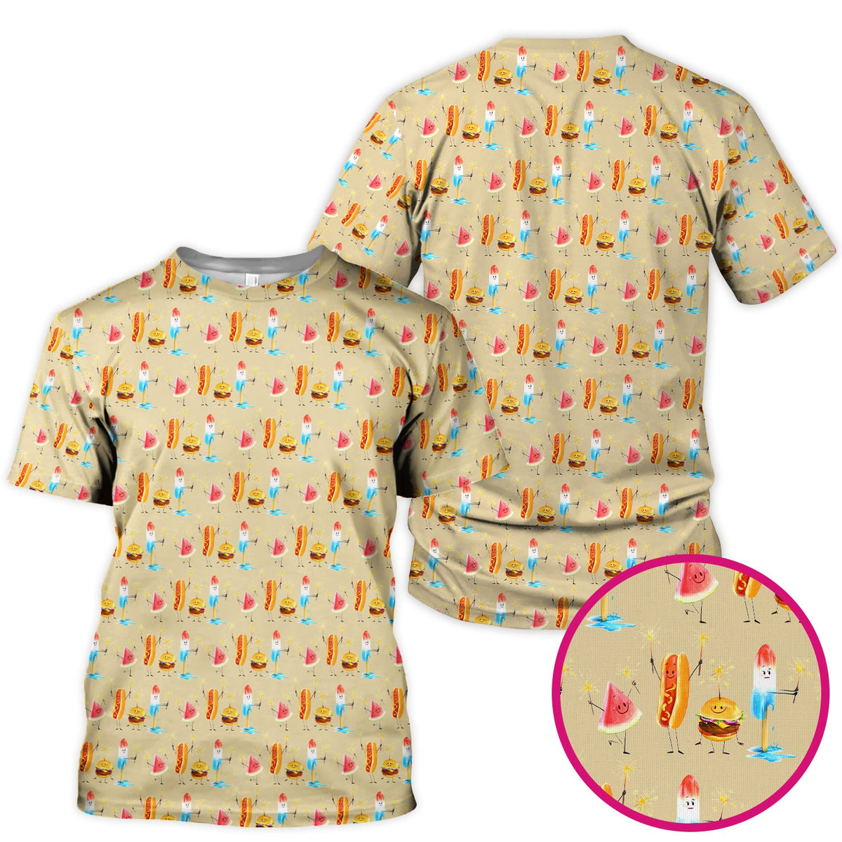 Summer Food Icons Nurse Scrub Top