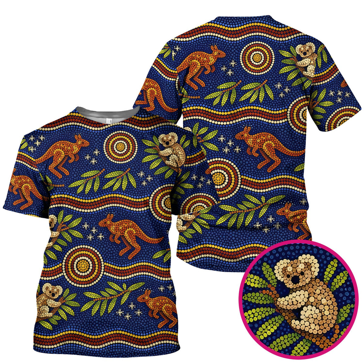 Australian Aboriginal Dot Art Kangaroo Koala Nurse Scrub Top