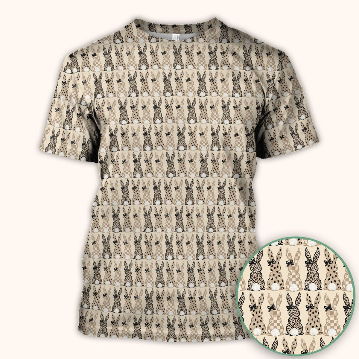 Vintage Bunny Beige Nurse Scrub Top