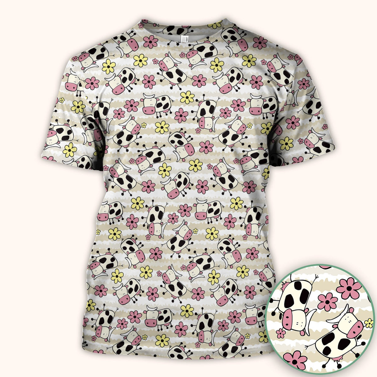 Cow Flower Meadow Nurse Scrub Top