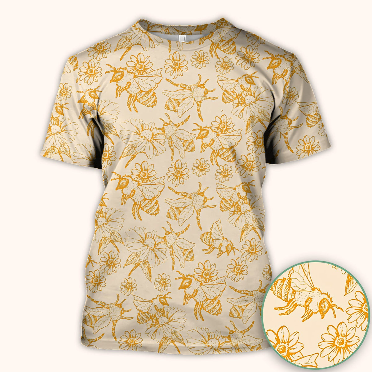 Honey Bee Flower Sketch Nurse Scrub Top