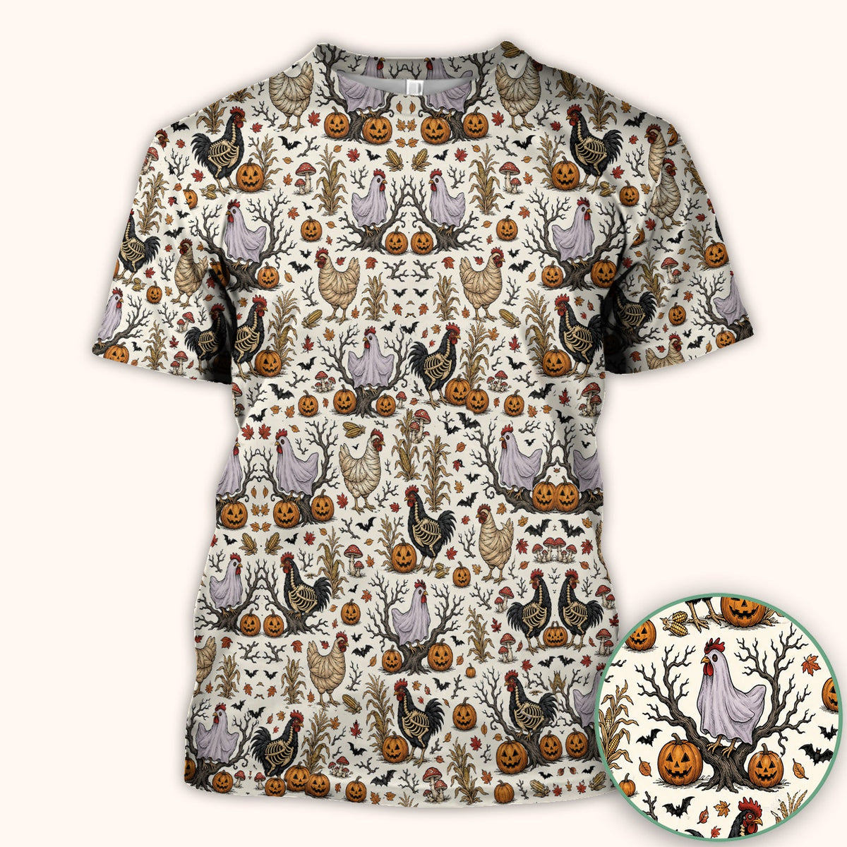 Skeleton Chickens Nurse Scrub Top - Halloween Gift