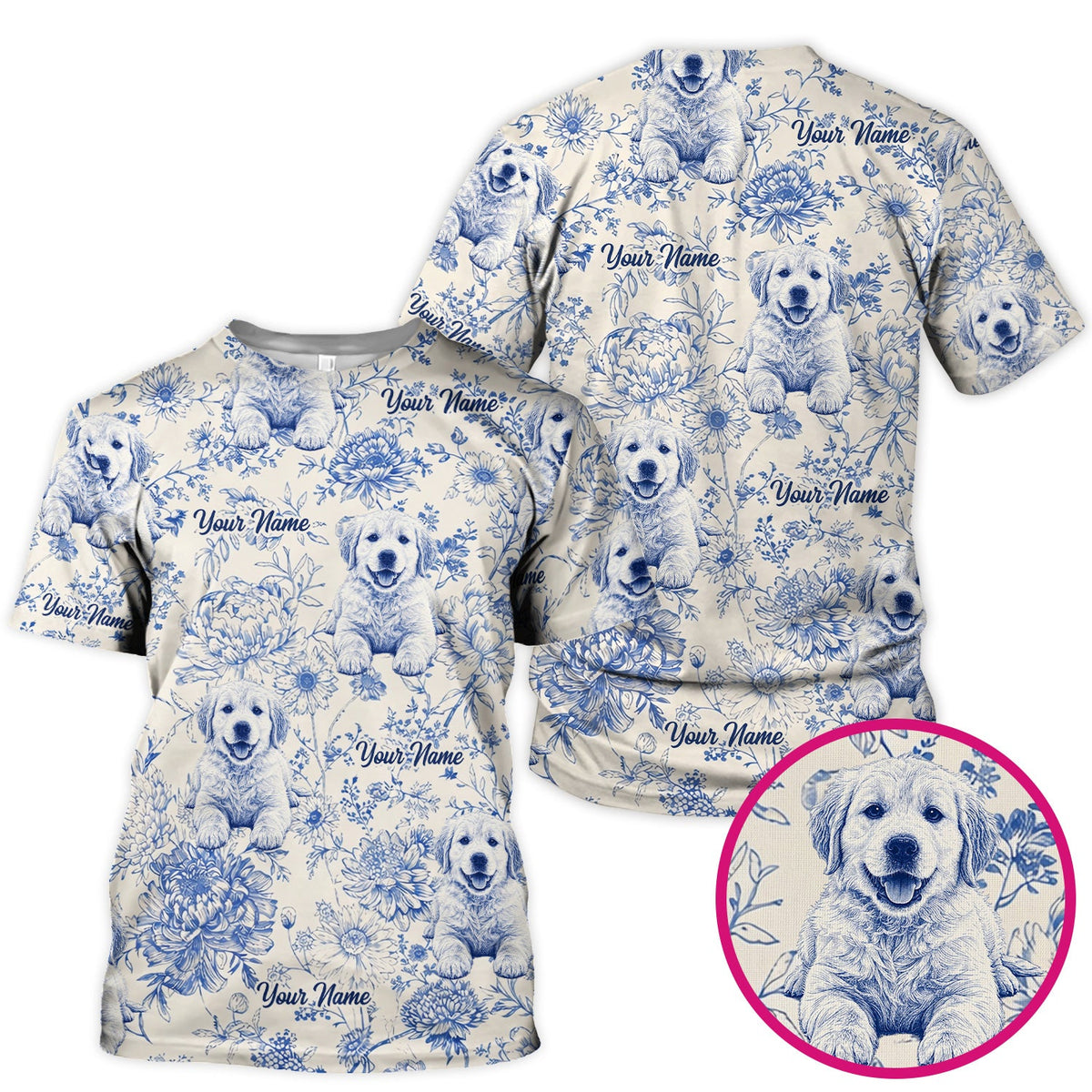Personalized Pet Photo Floral Nurse Scrub Top