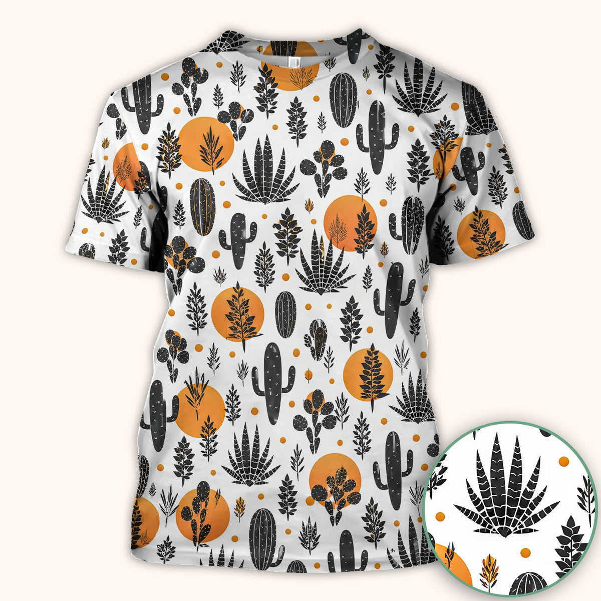 Desert Cactus Orange Sun Nurse Scrub Top