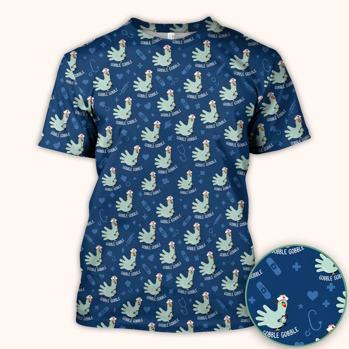 Gobble Gobble Turkey Nurse Scrub Top