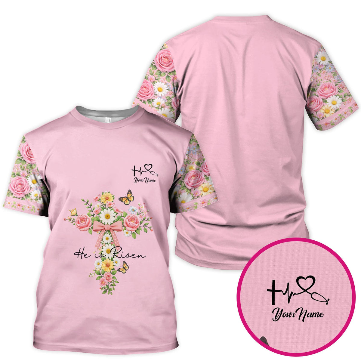 Personalized Easter Nurse He Is Risen Scrub Top