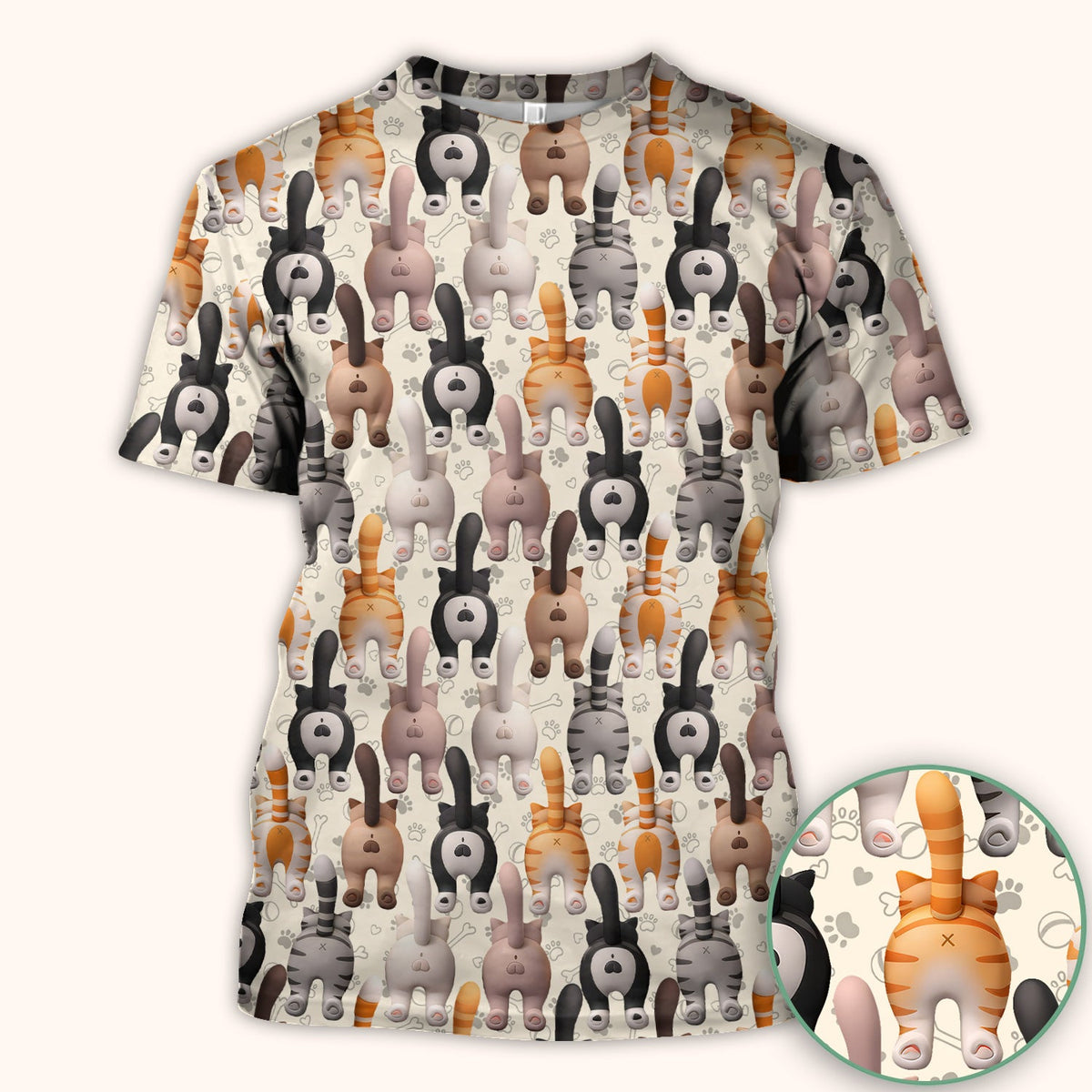Cat Butt Paw Print Nurse Scrub Top