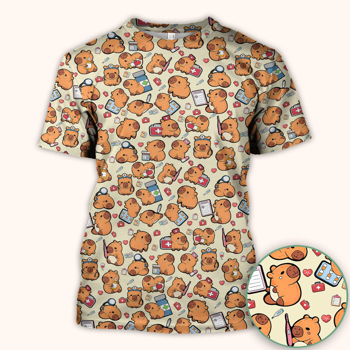 Capybara Stethoscope Medical Tools Nurse Scrub Top