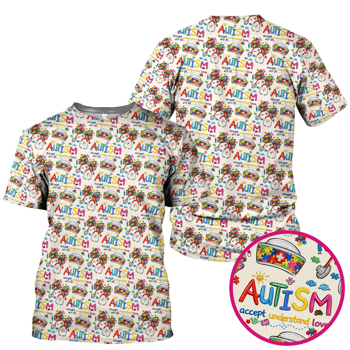 Autism Awareness Accept Understand Love Nurse Scrub Top