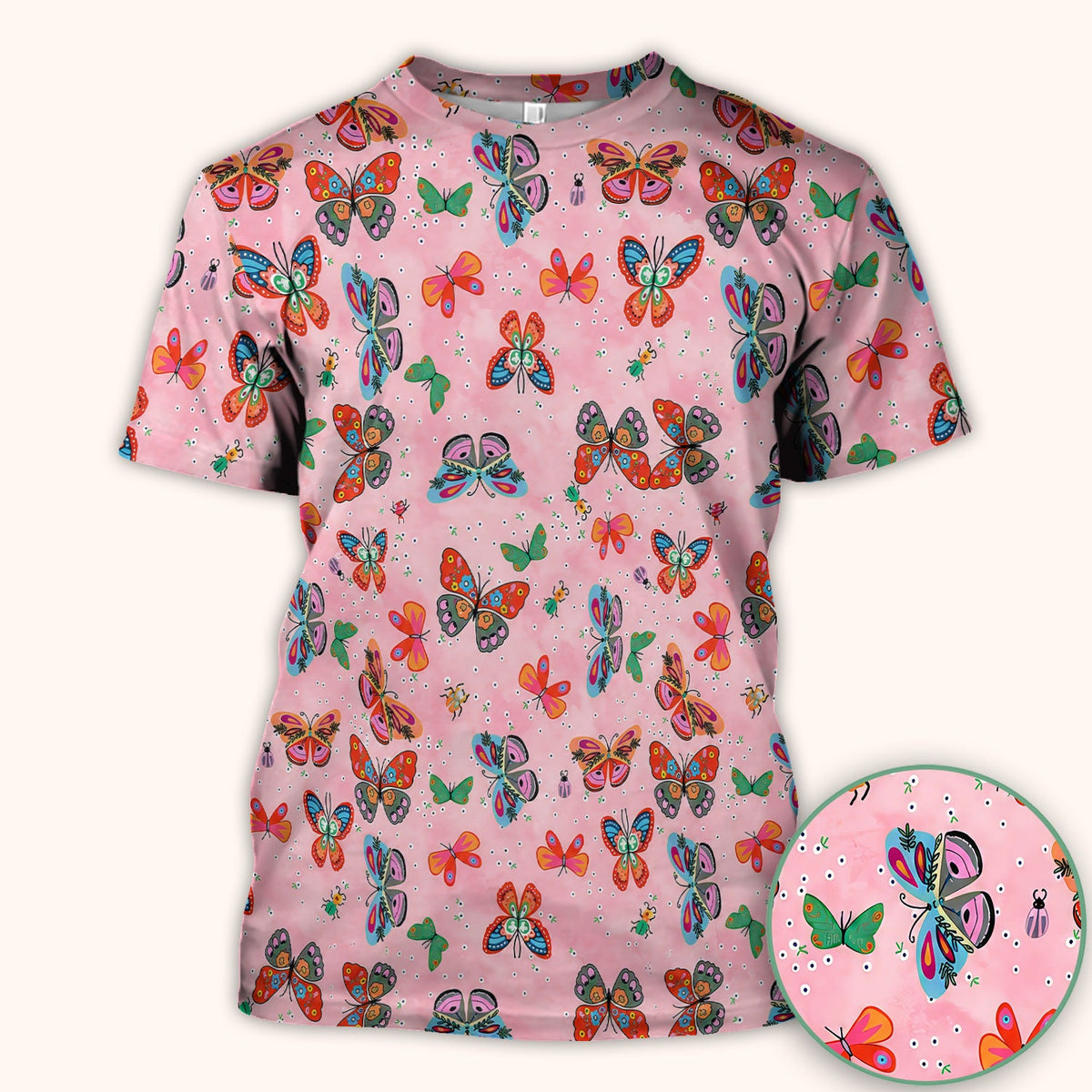 Colorful Butterfly Garden Nurse Scrub Top