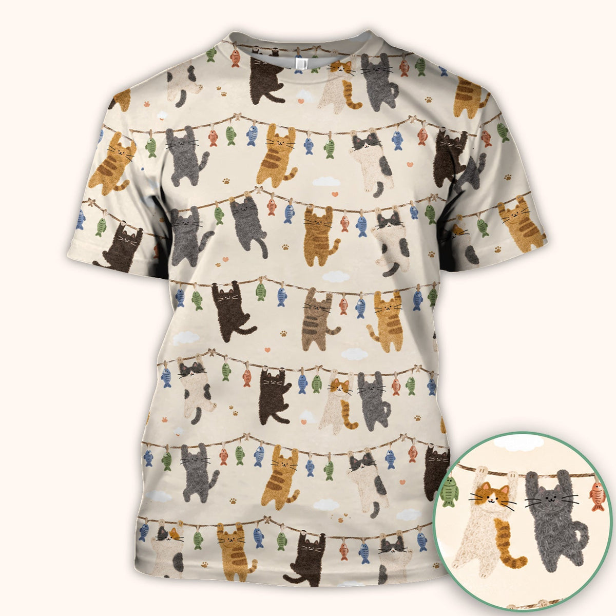 Hanging Cat Fishline Nurse Scrub Top