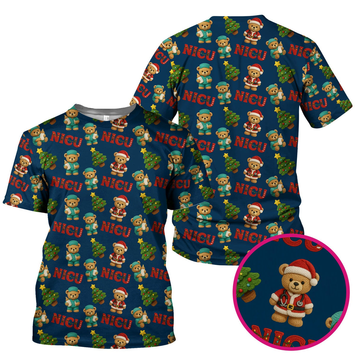 NICU Nurse Teddy Bear Scrub Top - Christmas Gift