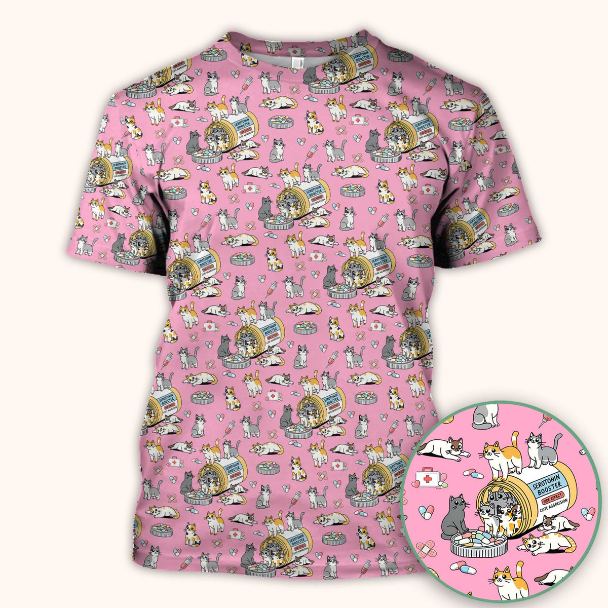 Cat Serotonin Booster Nurse Scrub Top