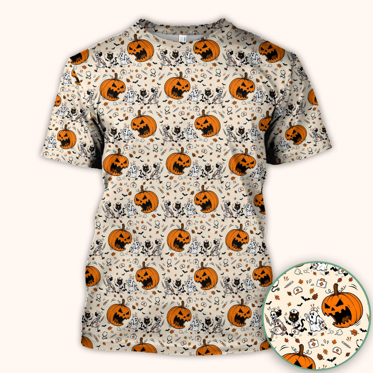 Pumpkin Chasing Nurse Scrub Top - Halloween Gift