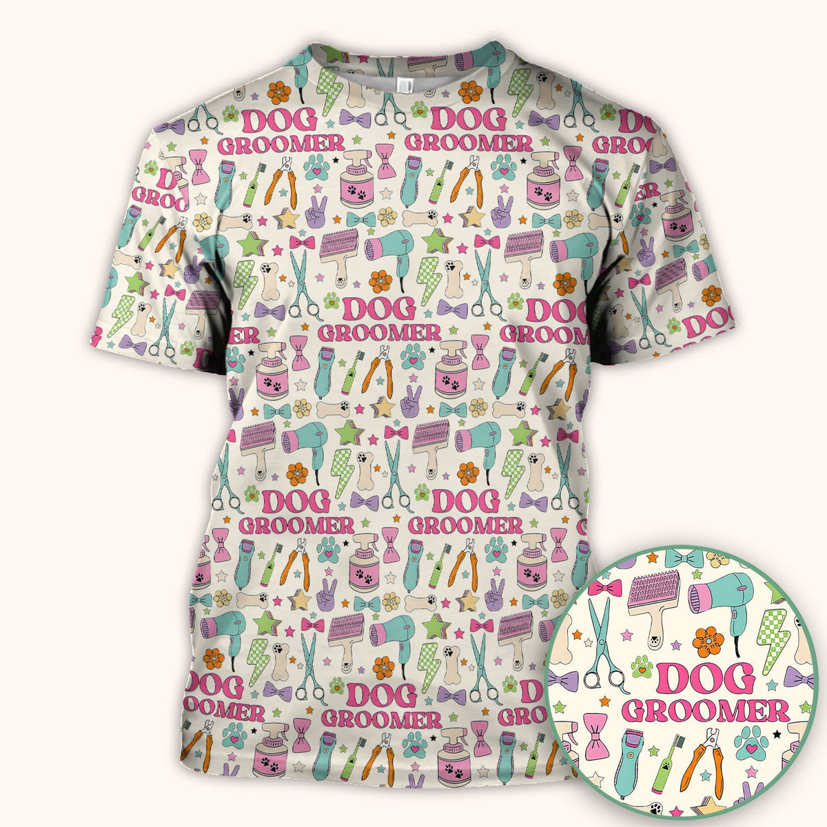 Dog Groomer Tools Nurse Scrub Top