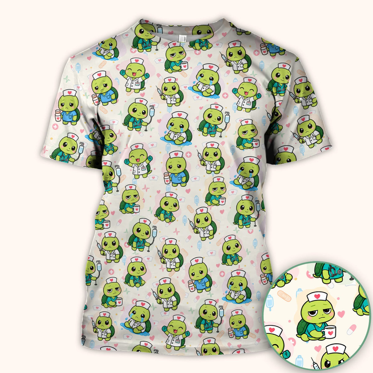 Turtle Medical Icons Nurse Scrub Top