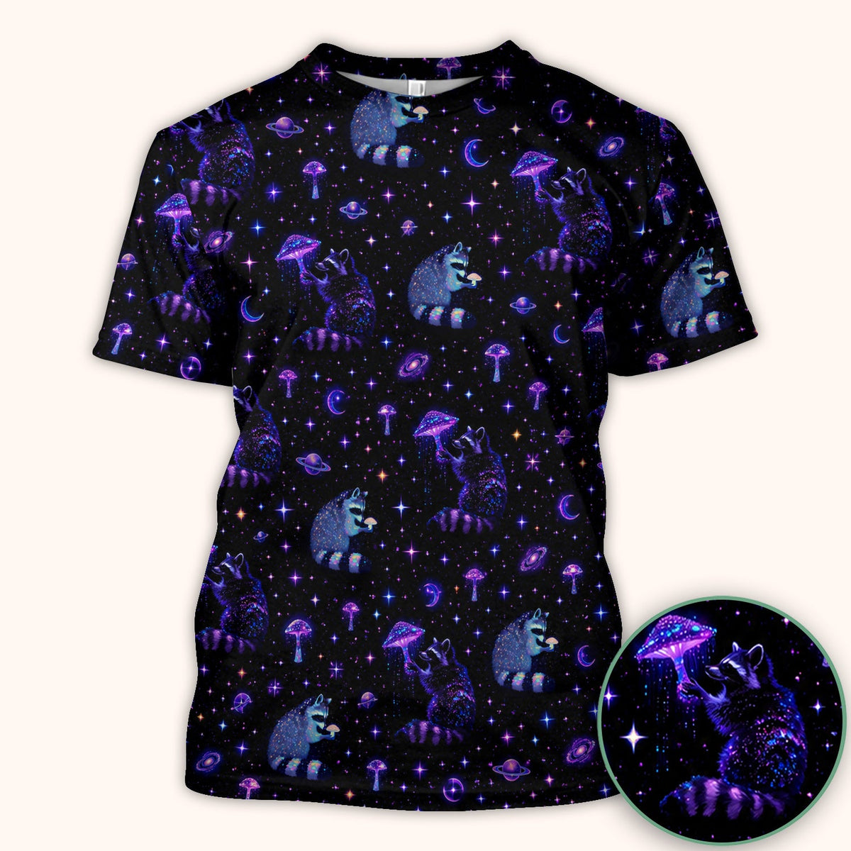 Raccoon Mushroom Galaxy Nurse Scrub Top
