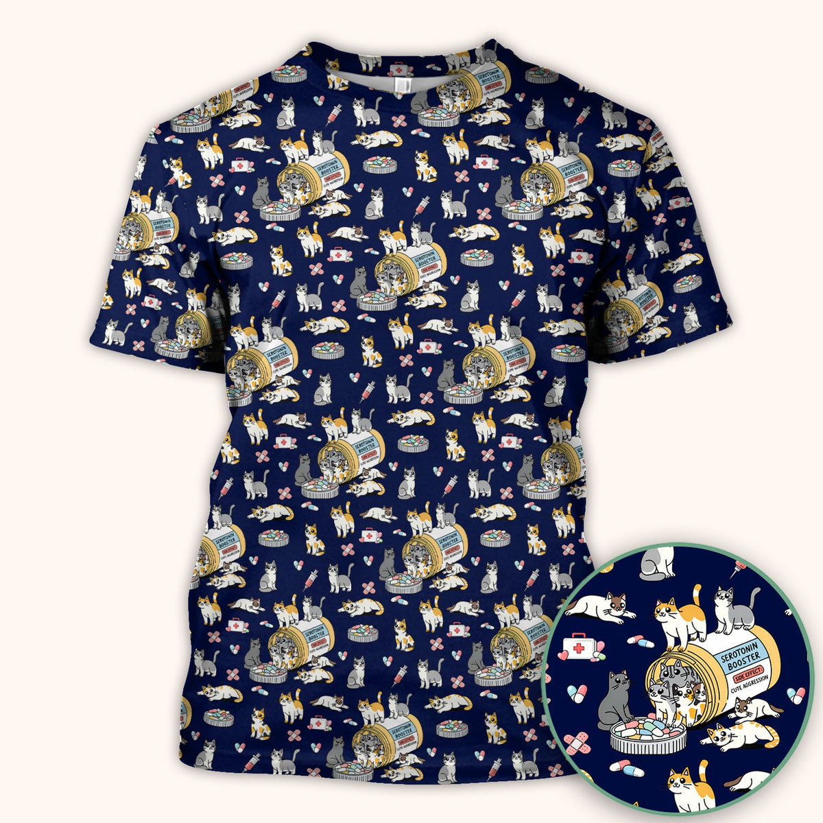 Cat Serotonin Booster Nurse Scrub Top