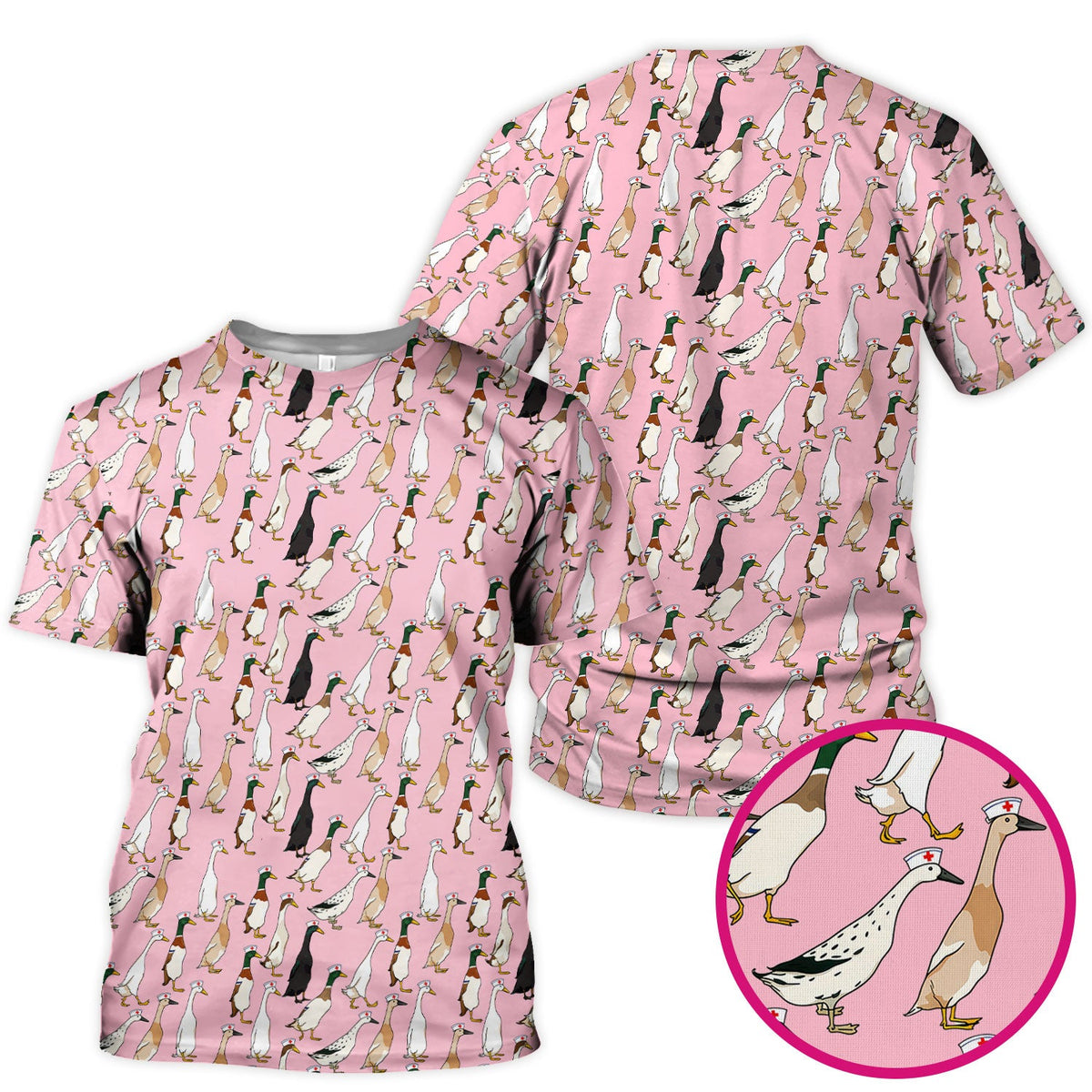 Duck Pattern Nurse Scrub Top