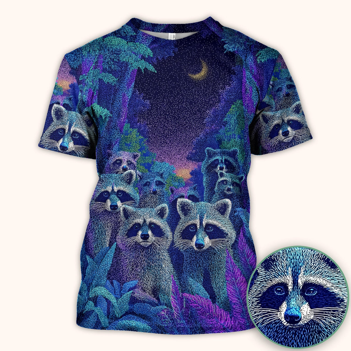 Moonlit Raccoon Nurse Scrub Top