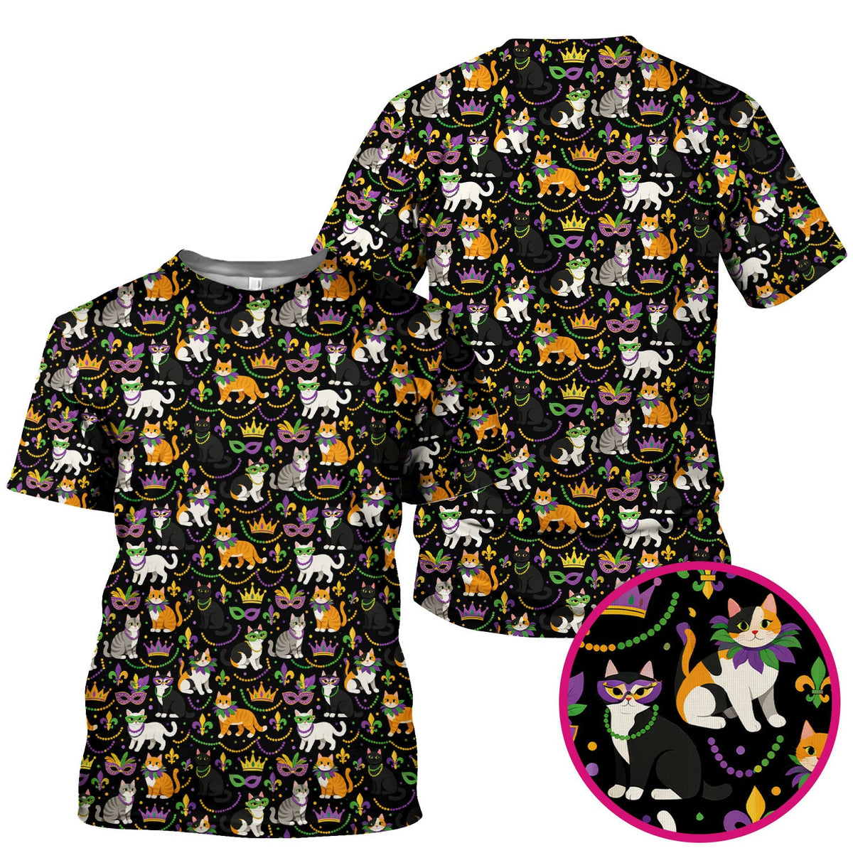 Cat Mardi Gras Nurse Scrub Top