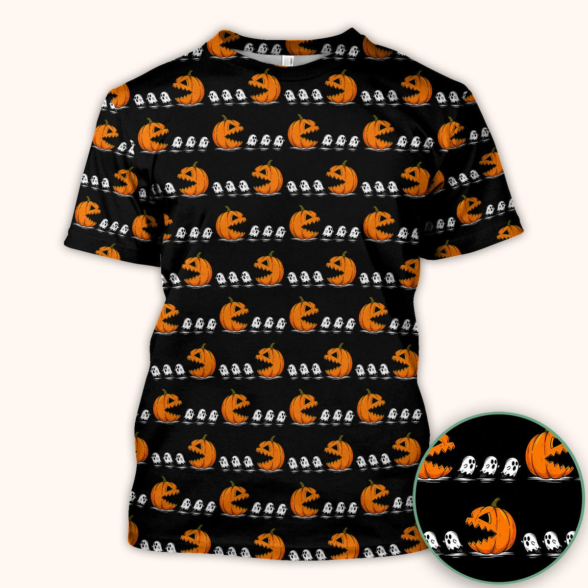 Spooky Pumpkin Ghost Nurse Scrub Top