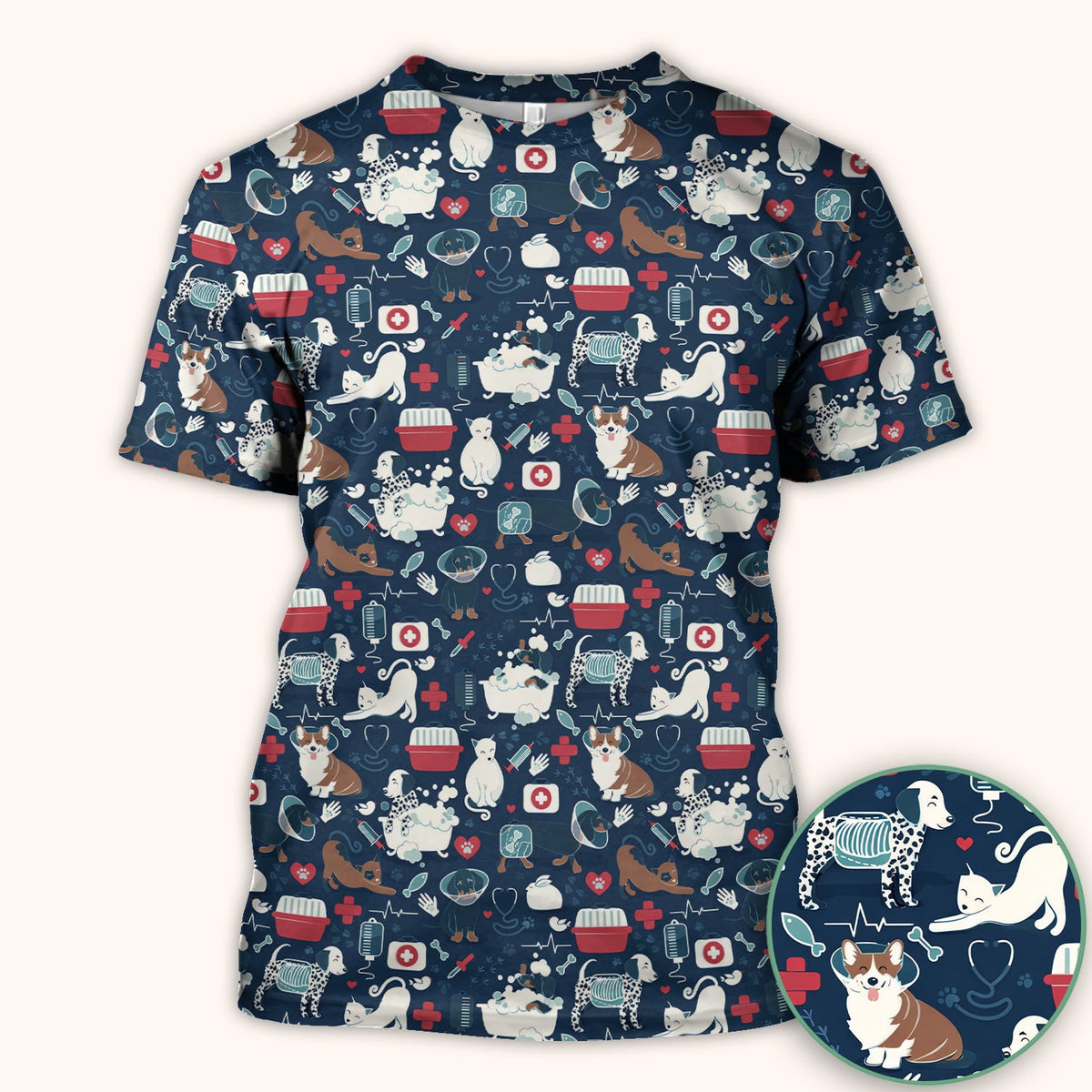 Dogs Veterinary Tools Nurse Scrub Top