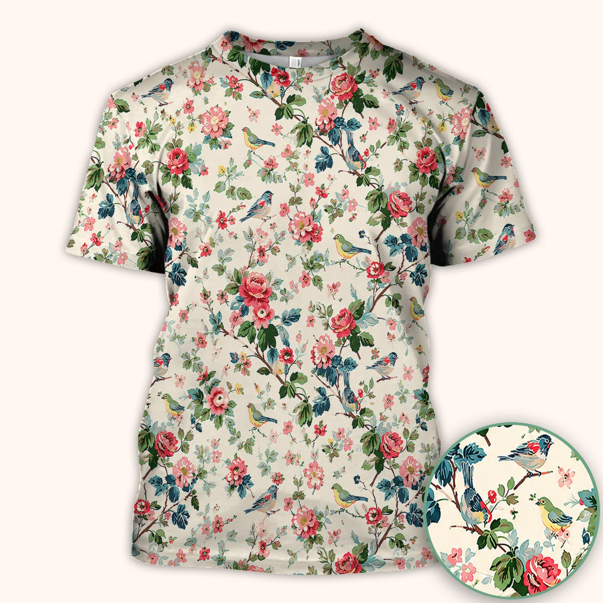 Songbird Rose Garden Pattern Scrub Top, Comfortable Scrubs for Nurses