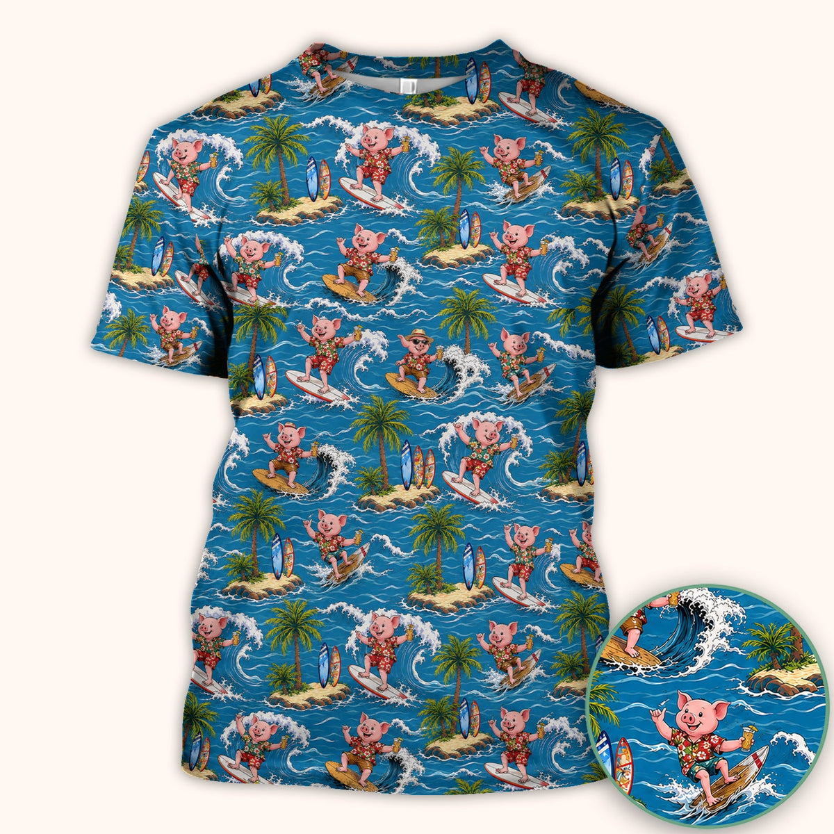 Tropical Surfing Pig Island Nurse Scrub Top