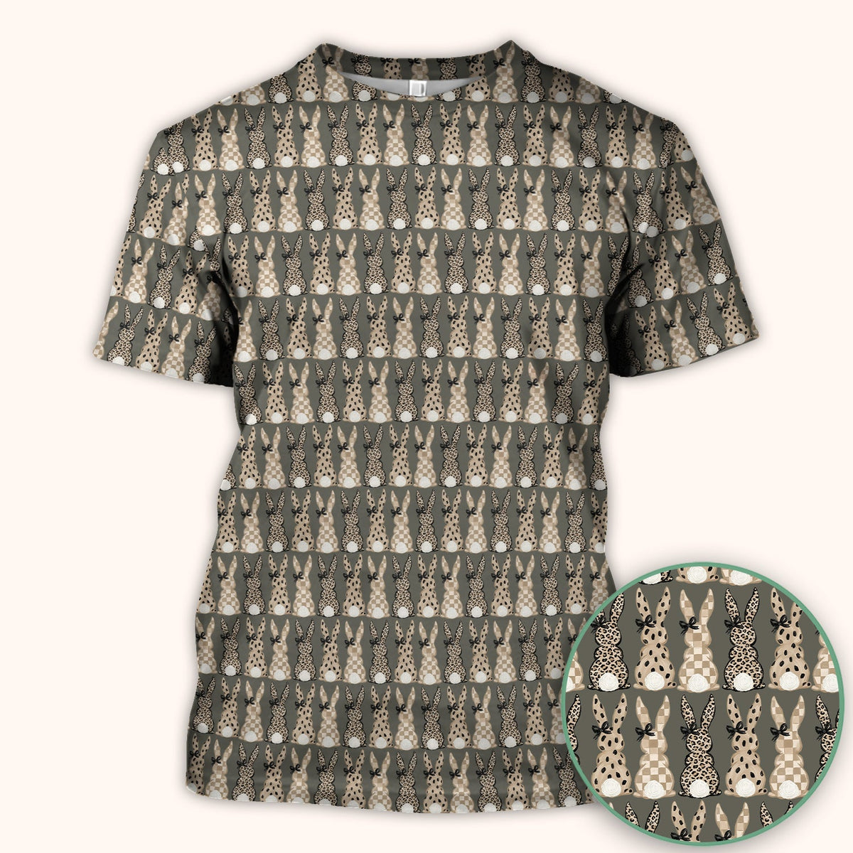 Vintage Bunny Beige Nurse Scrub Top