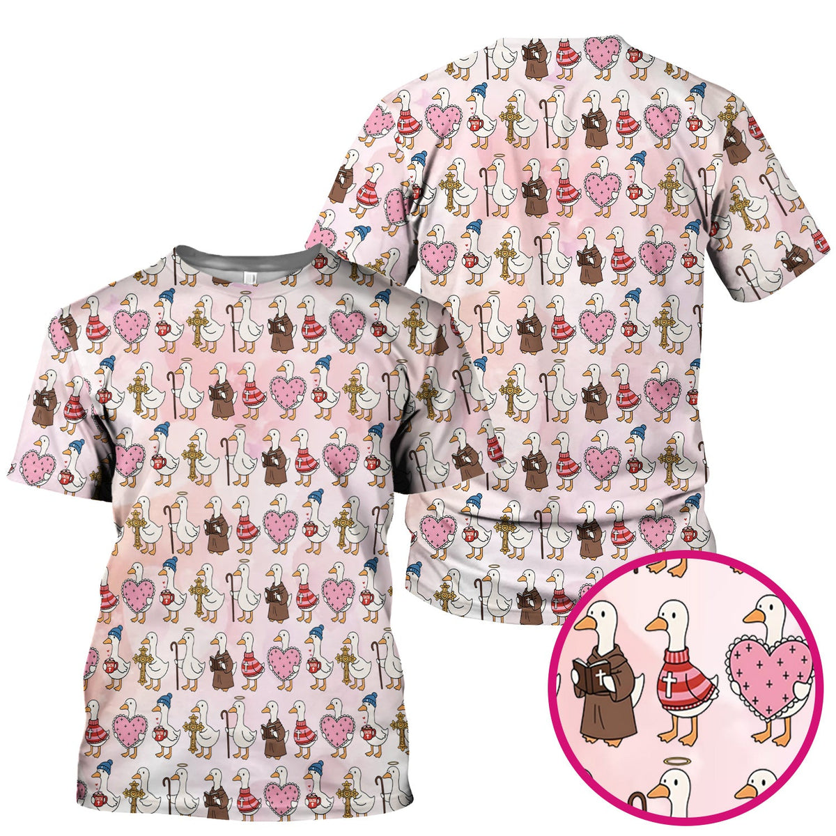 Goose Heart Illustration Nurse Scrub Top - Valentines Day Gift