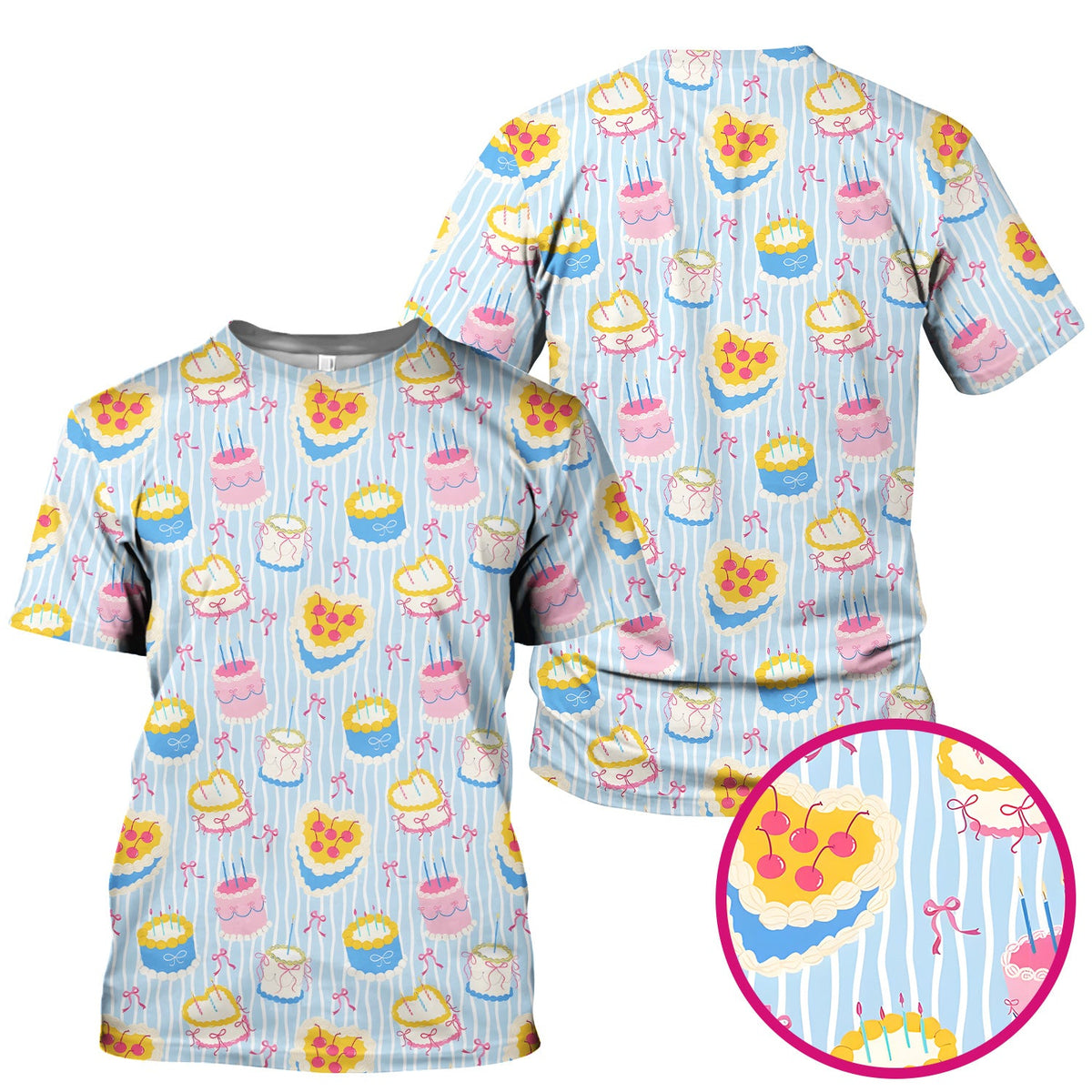 Coquette Cake Bow Stripe Nurse Scrub Top