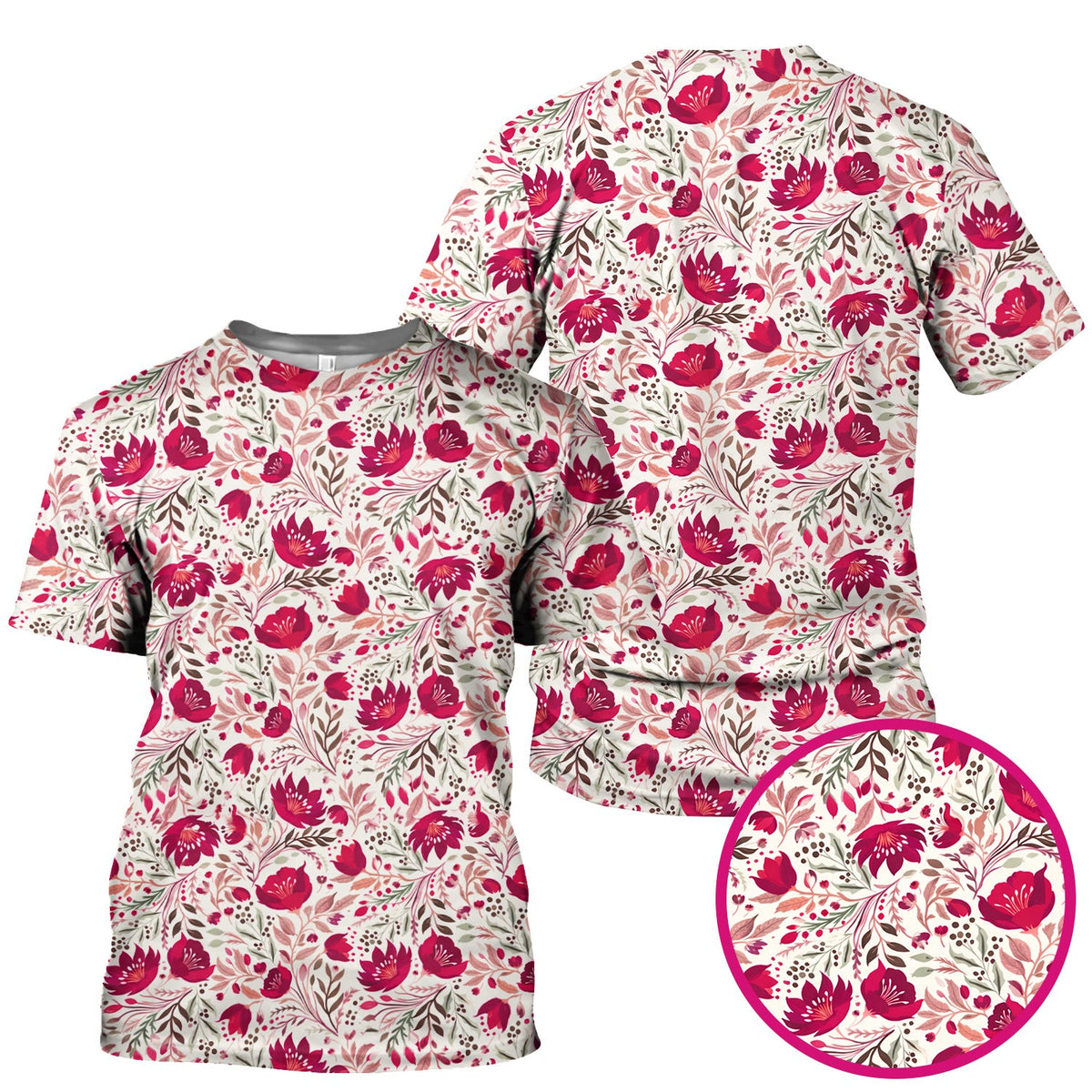 Elegant Floral Botanical Nurse Scrub Top