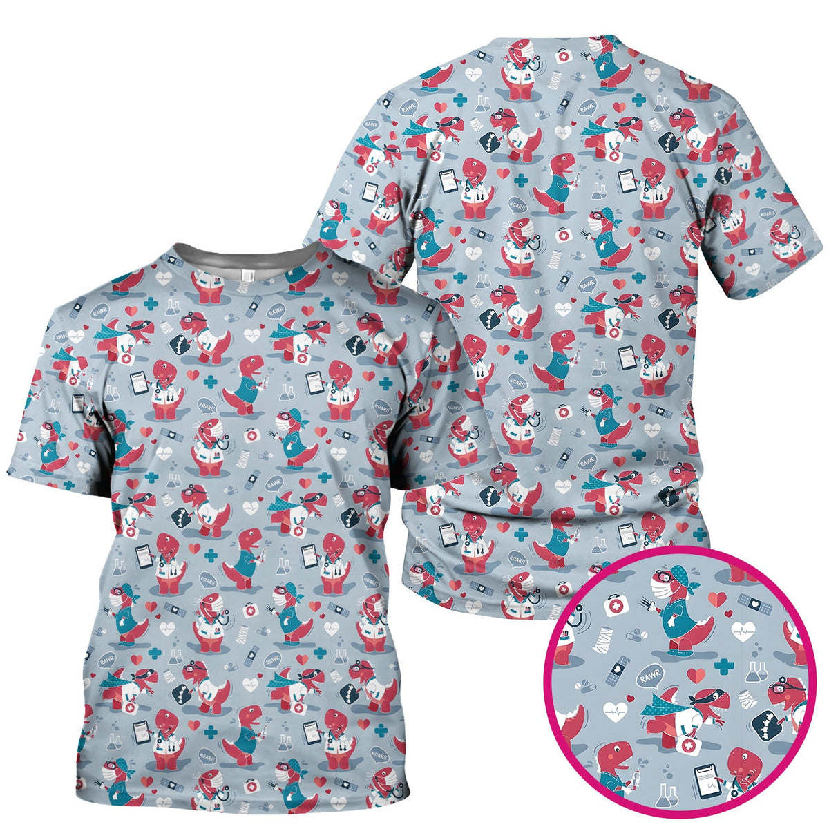 Dinosaur Doctor Nurse Scrub Top
