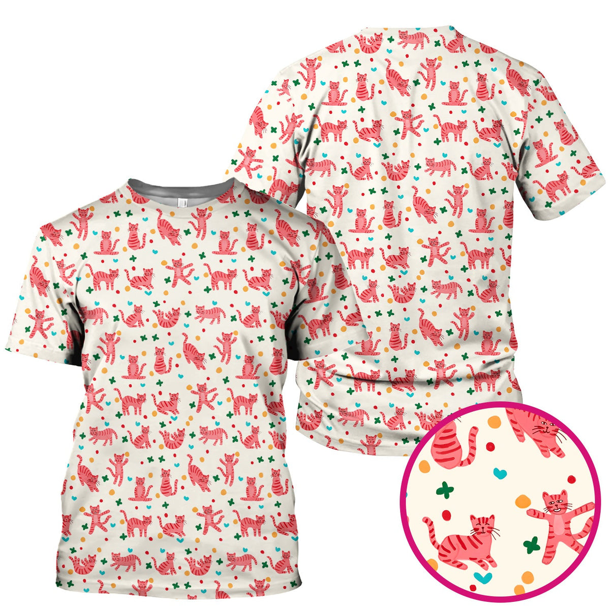Pink Cat Nurse Scrub Top