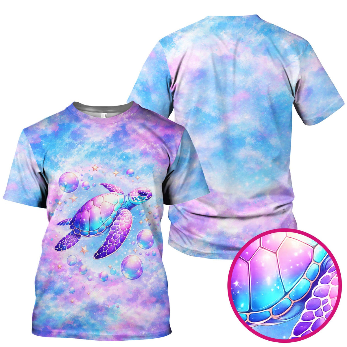 Pastel Galaxy Sea Turtle Bubble Nurse Scrub Top