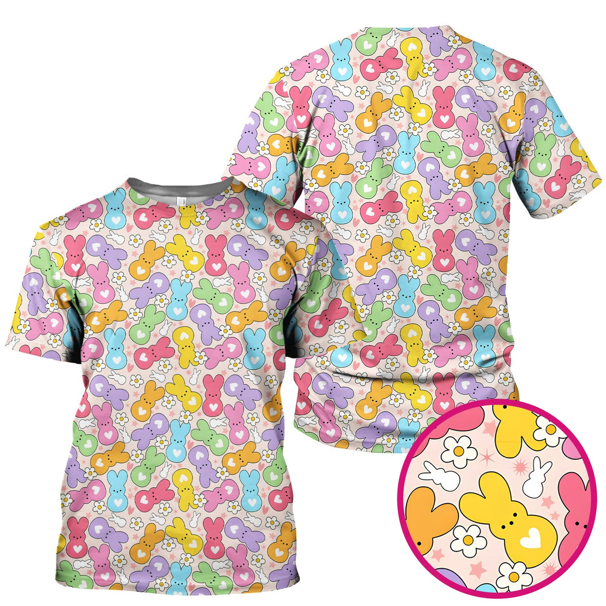Sweet Pastel Bunny Daisy Scrub Top - Easter Gift For Nurse