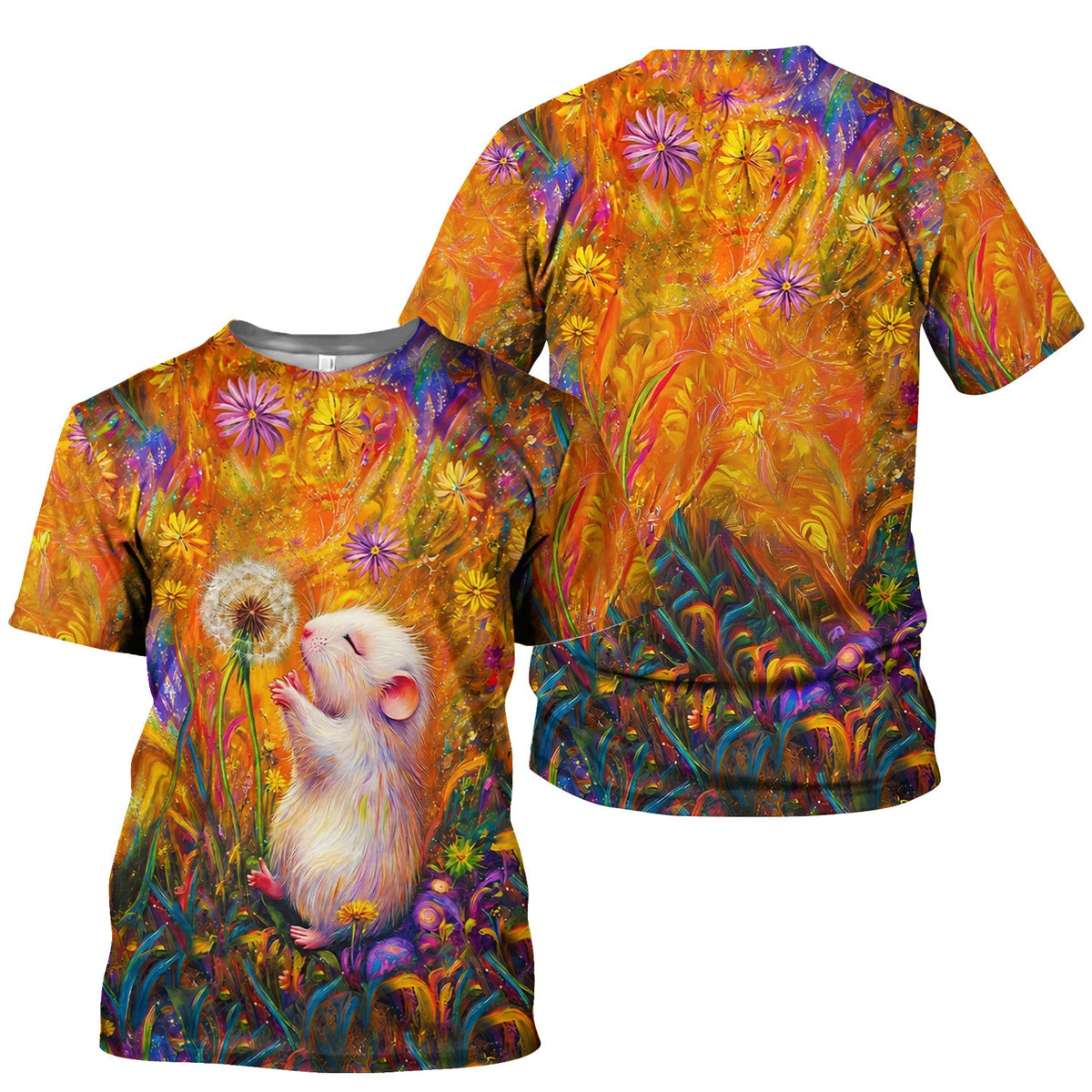 Whimsical Mouse Dandelion Nurse Scrub Top