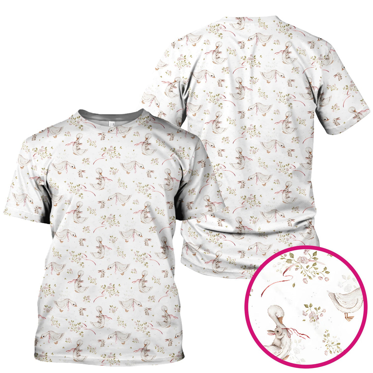 Duck Bunny Floral Nurse Scrub Top - Easter Gift