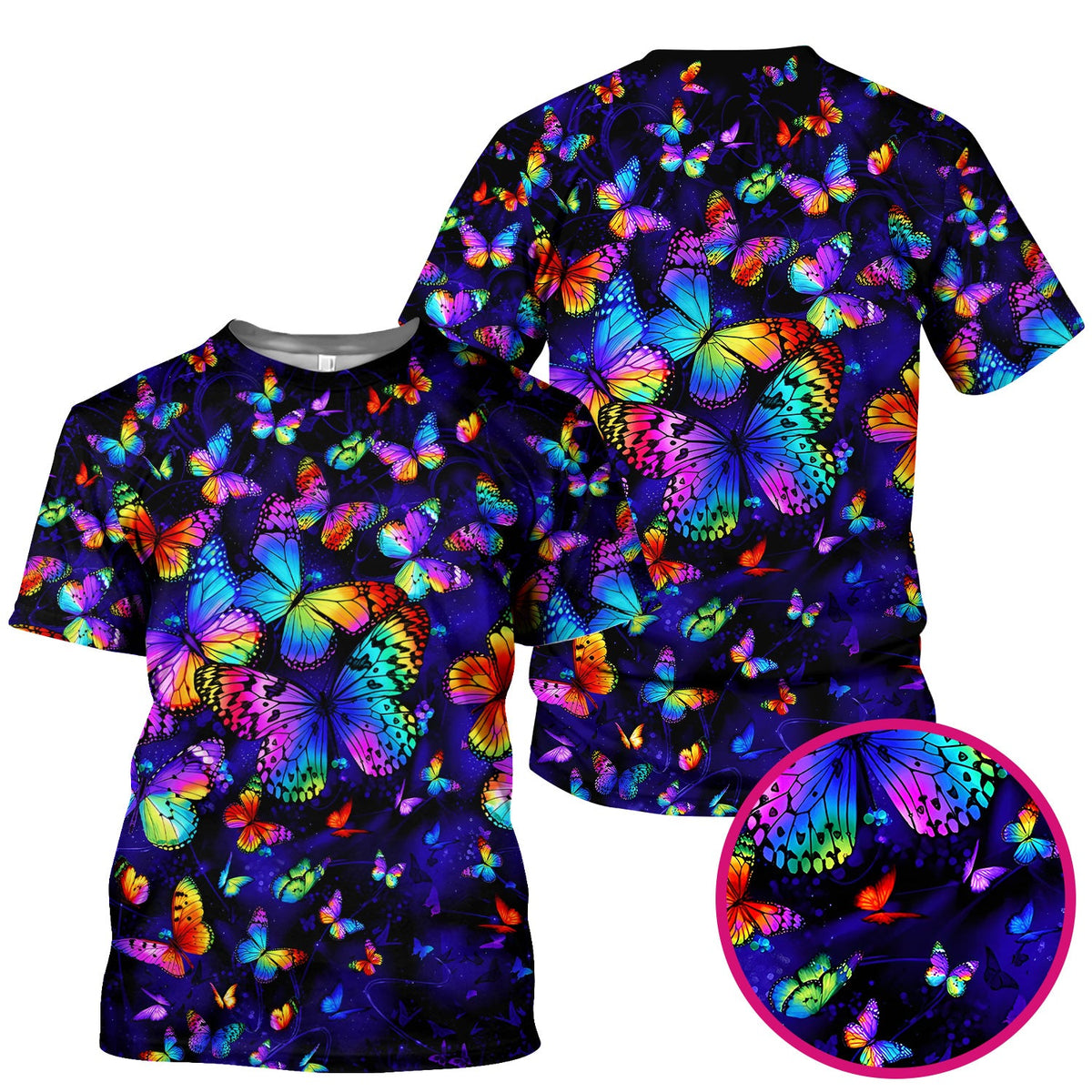 Vibrant Rainbow Butterfly Galaxy Nurse Scrub Top