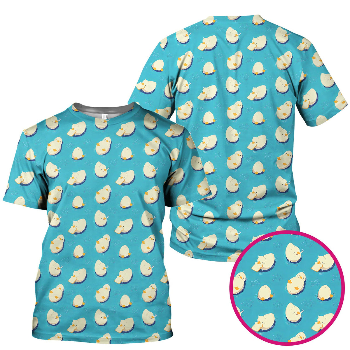 Cute Blue Duck Pond Nurse Scrub Top
