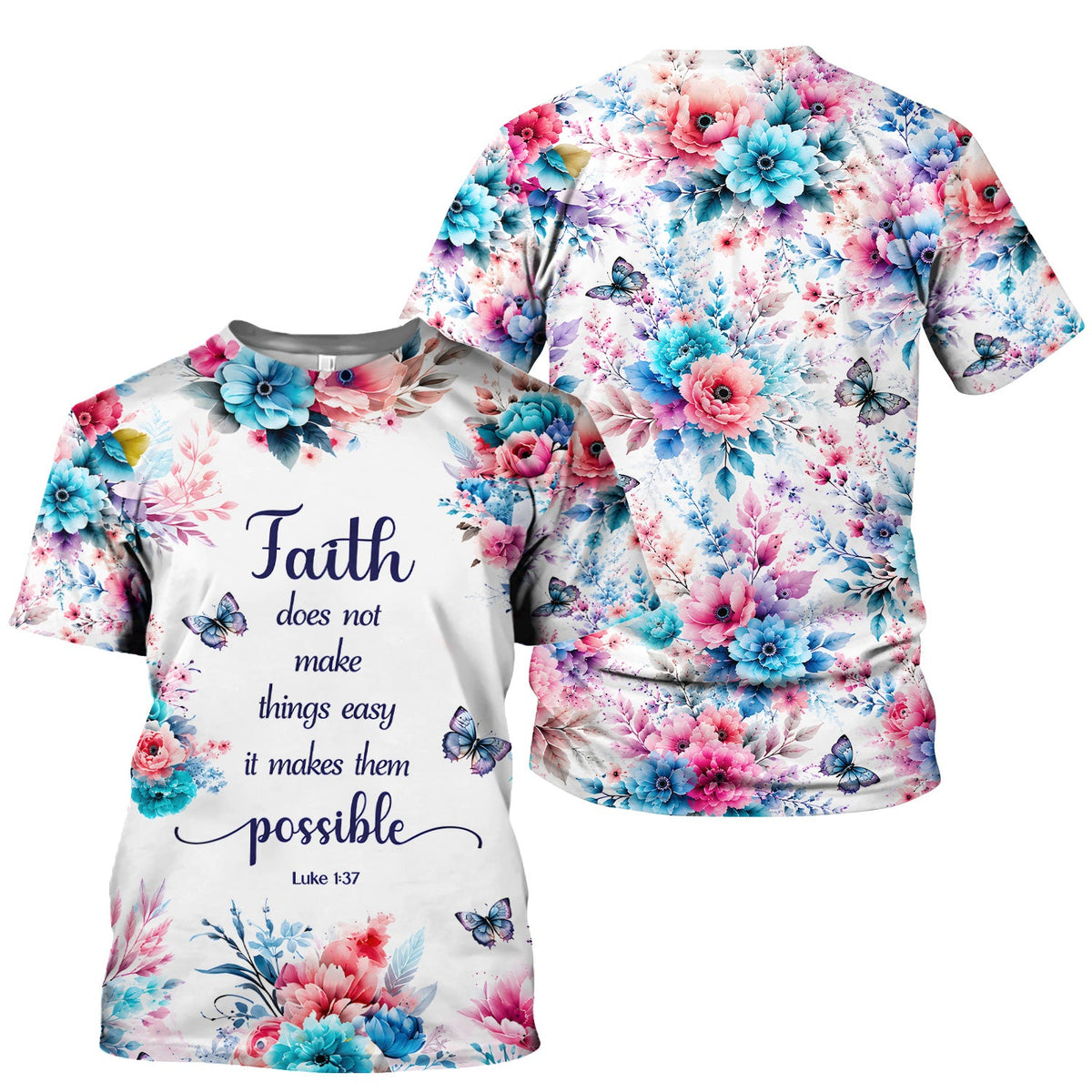 Faith Floral Butterfly Nurse Scrub Top
