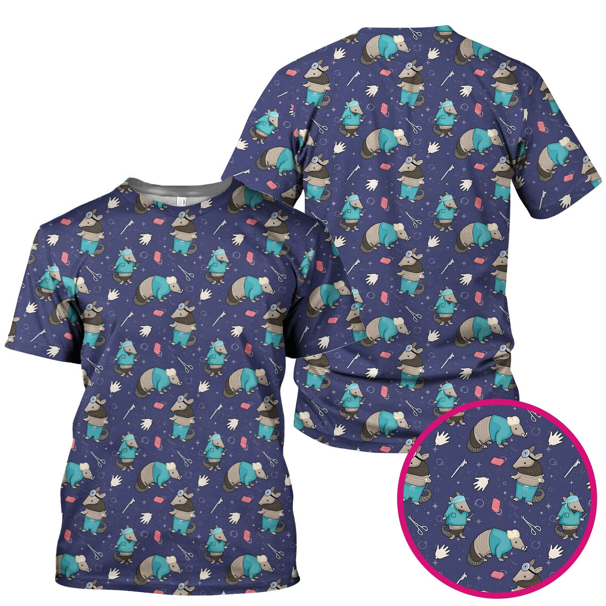Armadillo Doctor Medical Tools Nurse Scrub Top