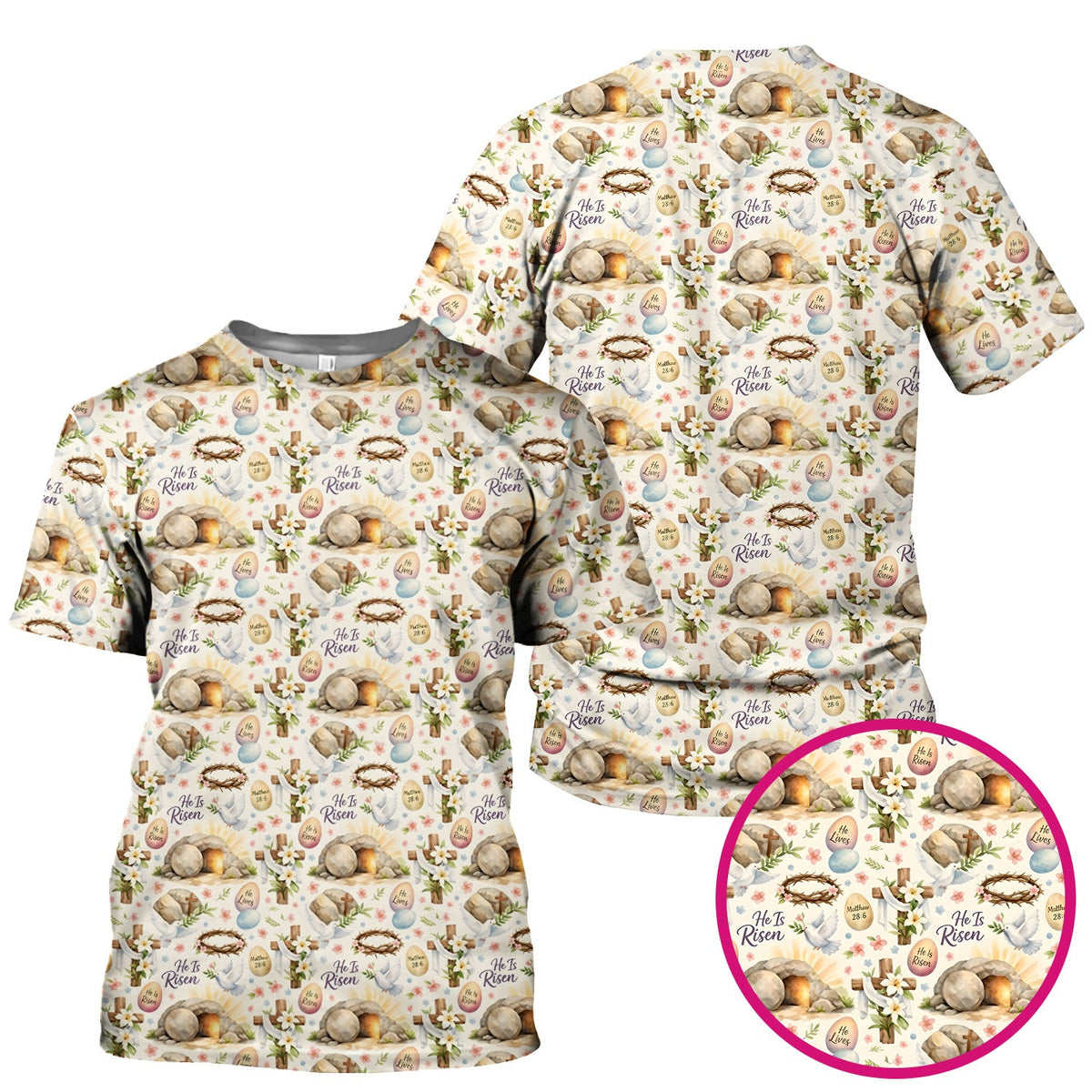 Risen Cross Tomb Lily Nurse Scrub Top - Easter Gift