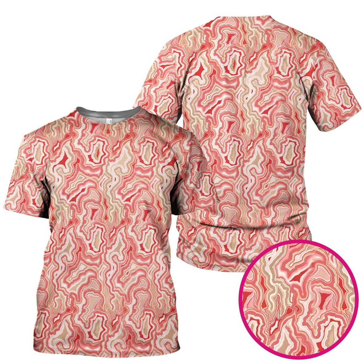 Pink Marble Swirl Nurse Scrub Top