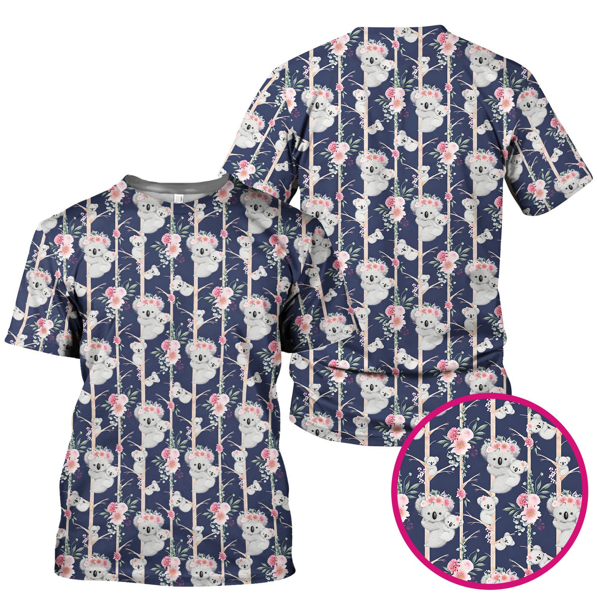 Koala Climbing Tree Blossom Nurse Scrub Top