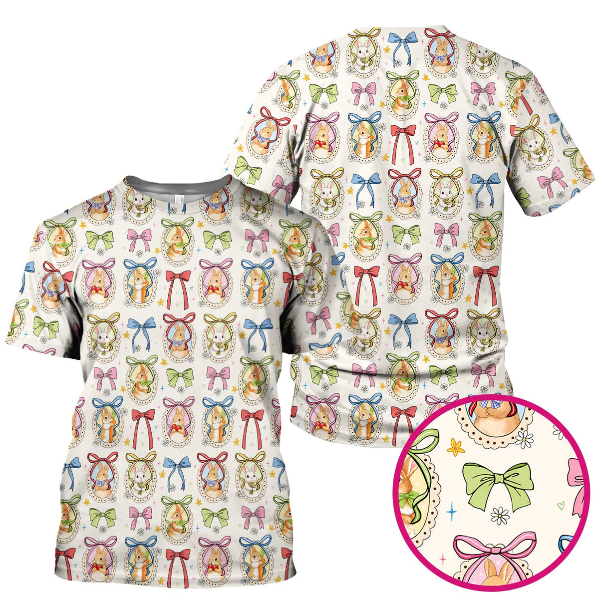 Bunny Cameo Bow Nurse Scrub Top - Easter Gift