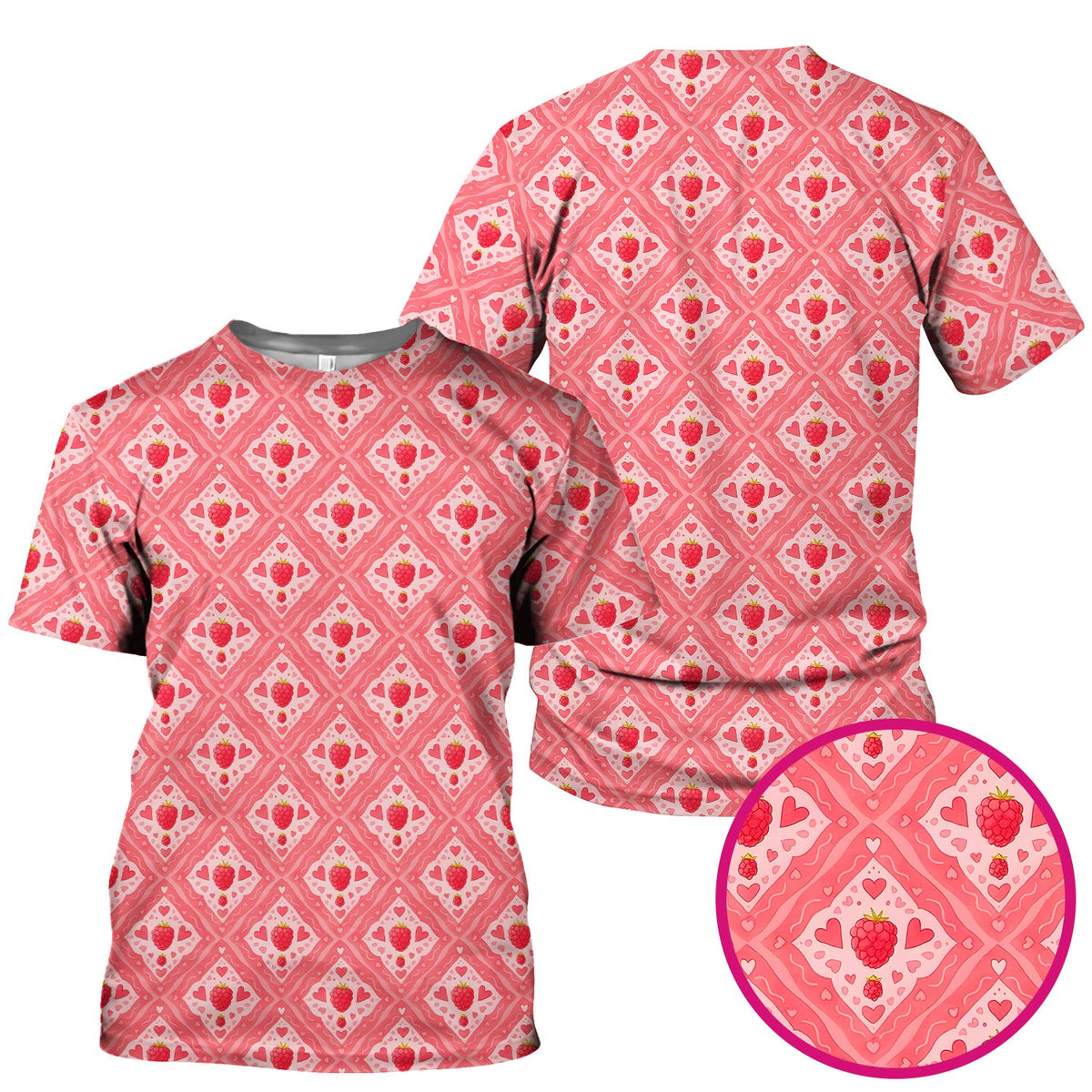 Raspberry Heart Diamond Nurse Scrub Top