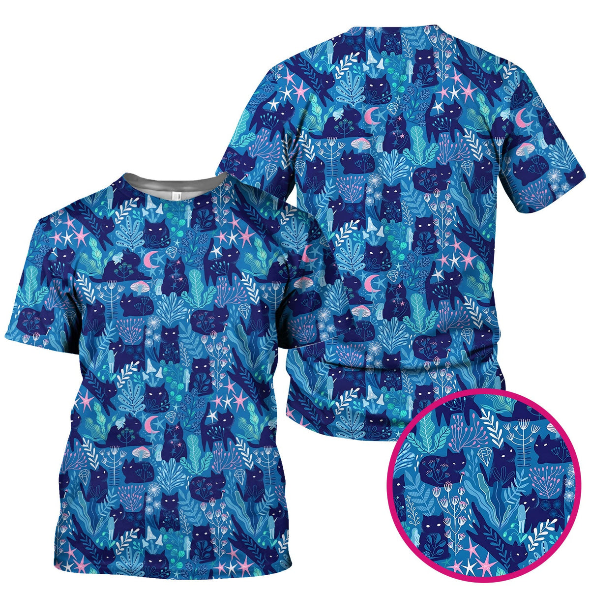 Adorable Celestial Cat Moon Star Nurse Scrub Top